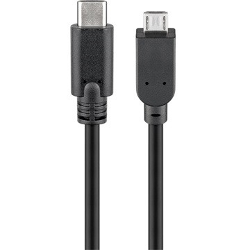 Goobay Micro USB - Type-C USB adat- és töltőkábel, 3m, fekete