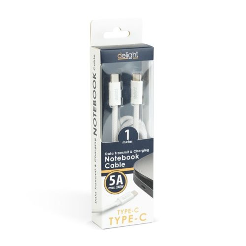 Delight kábel - Type-C - Type-C  töltőkábel - adatkábel  5 A - 240 W, 1m, fehér