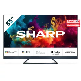   SHARP 55FQ5EG 55"/139cm, 4K UHD Quantum Dot Google TV Harman/Kardon hangszórókkal, 144Hz, 3840x2160,  4xHDMI/2xUSB