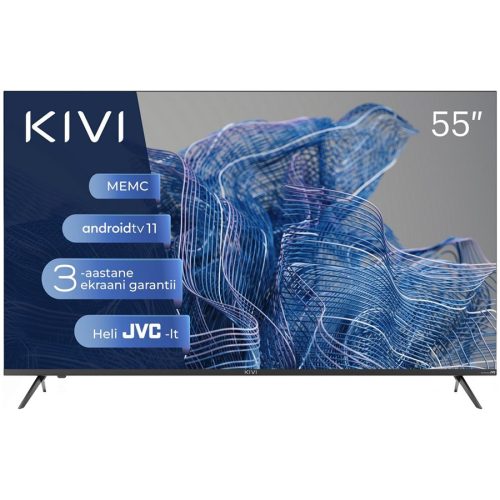 KIVI 55', UHD, Android TV 11, Black, 3840x2160, 60 Hz, Sound by JVC, 2x12W, 83 kWh/1000h , BT5.1, HDMI ports 4, 24 months