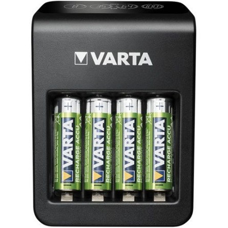 Varta LCD Plug Charger AA/AAA/PP3(9V) NiMH akkumulátor töltő fekete (USB port) + 4x AA 2100mAh battery