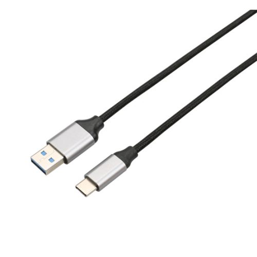 AVAX KAB AVAX CB301G STEELY USB A-Type C 60W gyorstöltő, sodorszálas kábel, 3A, acélszürke - 1,5m