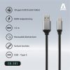 AVAX KAB AVAX CB301G STEELY USB A-Type C 60W gyorstöltő, sodorszálas kábel, 3A, acélszürke - 1,5m