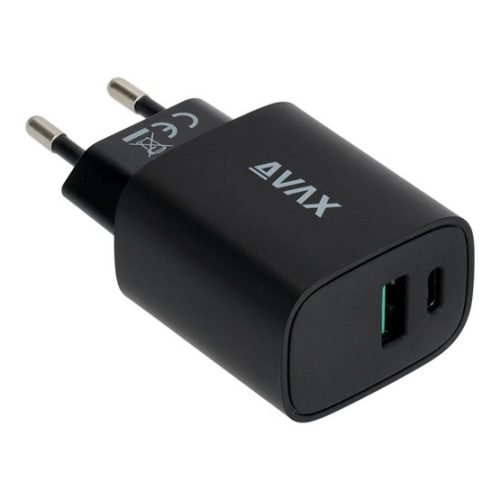 AVAX CHG AVAX CH600B SPEEDY+ USB A (QC)+Type C (PD) 20W gyors hálózati töltő, fekete