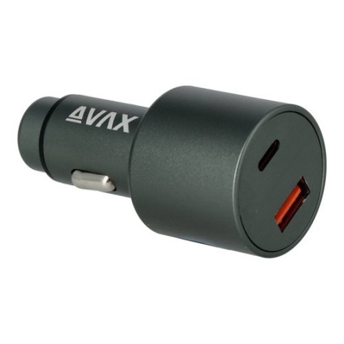 AVAX CHG AVAX CC680B CARLY+ USB A + Type C 140W autós töltő, fekete