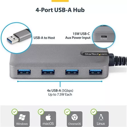 StarTech 4-PORT USB-A HUB 5GBPS HUB ADAPTER