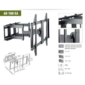   SUNNE (60-100-EA) TV fali konzol dönthető, forgatható, 60"-100"