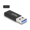 Delock adapter - 60001 (USB 3.2 Gen 2 A-típusú USB apa - USB Type-C anya, Fekete)