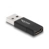 Delock adapter - 60001 (USB 3.2 Gen 2 A-típusú USB apa - USB Type-C anya, Fekete)