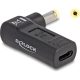 Delock USB-C -> DC 4,8 x 1,7mm F/M töltő adapter fekete 90°, HP