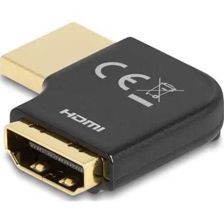 Delock HDMI 2.0 -> HDMI 2.0 M/F adapter fekete 90° jobb