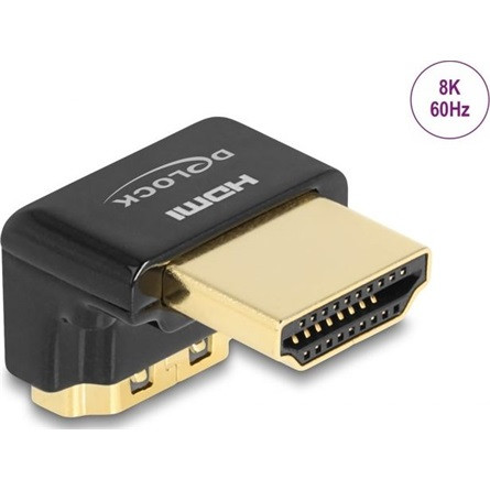 Delock HDMI 2.0 -> HDMI 2.0 M/F adapter fekete 90° le