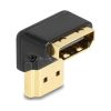 Delock HDMI 2.0 -> HDMI 2.0 M/F adapter fekete 90° le