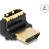 Delock HDMI 2.0 -> HDMI 2.0 M/F adapter fekete 90° fel