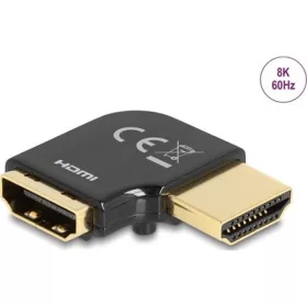 Delock HDMI 2.0 -> HDMI 2.0 M/F adapter fekete 90° bal