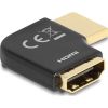 Delock HDMI 2.0 -> HDMI 2.0 M/F adapter fekete 90° bal