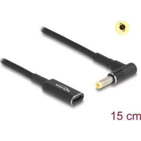  Delock USB-C -> DC 4,8 x 1,7mm F/M töltőkábel 0.15m fekete egyenes/90°, HP