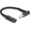 Delock USB-C -> DC 5,5 x 1,7mm F/M töltőkábel 0.15m fekete egyenes/90° Acer