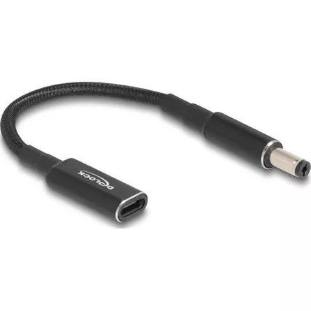 Delock USB-C -> DC 5,5 x 2,1mm F/M töltőkábel 0.15m fekete