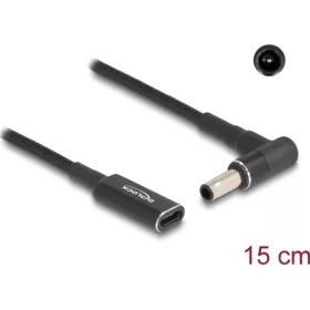   Delock USB-C -> DC 5,5 x 3,0mm F/M töltőkábel 0.15m fekete egyenes/90°, Samsung