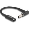 Delock USB-C -> DC 5,5 x 3,0mm F/M töltőkábel 0.15m fekete egyenes/90°, Samsung