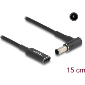   Delock USB-C -> DC 6.0 x 4.3mm F/M töltőkábel 0.15m fekete egyenes/90°, SONY
