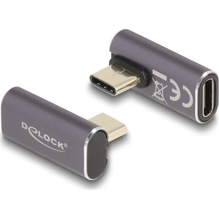 Delock USB-C -> USB-C M/F adapter szürke 90°