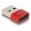 Delock USB-A 2.0 -> USB-C M/F adapter piros