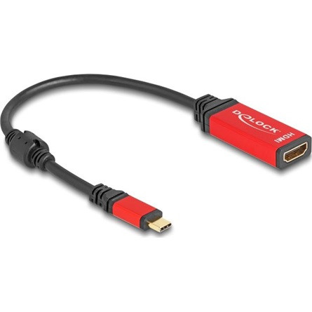 Delock USB-C -> HDMI 2.1 Ethernet M/F adapter 0.2m fekete-piros