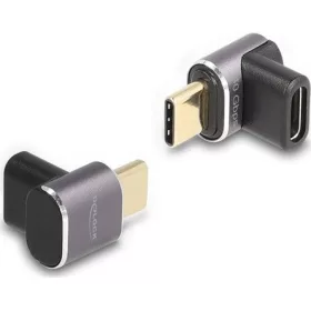   Delock USB Adapter 40 Gbps USB Type-C  PD 3.0 100 W csatlakozódugóval - csatlakozóhüvellyel, ívelt 8K 60 Hz fém kompakt