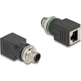   Delock M12 8pin A-code -> RJ45 CAT6A UTP M/F adapter fekete