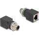 Delock M12 8pin A-code -> RJ45 CAT6A UTP M/F adapter fekete