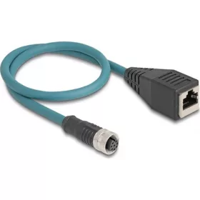   Delock M12 8pin A-code -> RJ45 CAT6A UTP F/F adatkábel 0.5m kék
