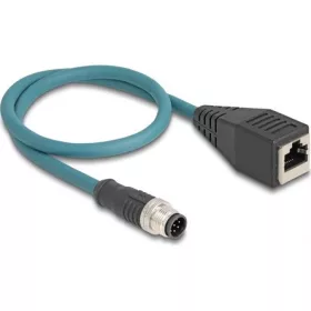   Delock M12 8pin A-code -> RJ45 CAT6A S/FTP F/M adatkábel 0.5m kék