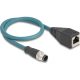 Delock M12 8pin A-code -> RJ45 CAT6A S/FTP F/M adatkábel 0.5m kék