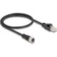 Delock M12 4pin D-code -> RJ45 CAT5e S/FTP F/M adatkábel 0.5m fekete