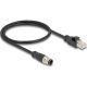 Delock M12 4pin D-code -> RJ45 CAT5e S/FTP M/M adatkábel 0.5m fekete