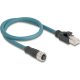 Delock M12 8pin A-code -> RJ45 CAT6A S/FTP M/F adatkábel 0.5m kék