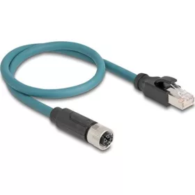   Delock M12 8pin X-code -> RJ45 CAT6A S/FTP F/M adatkábel 0.5m kék