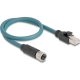 Delock M12 8pin X-code -> RJ45 CAT6A S/FTP F/M adatkábel 0.5m kék