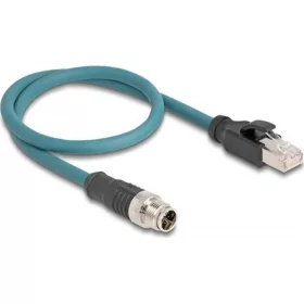   Delock M12 8pin X-code -> RJ45 CAT6A S/FTP M/M adatkábel 0.5m kék
