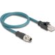 Delock M12 8pin X-code -> RJ45 CAT6A S/FTP M/M adatkábel 0.5m kék