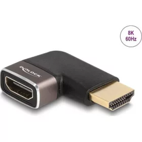   Delock HDMI 2.1 Ethernet -> HDMI 2.1 Ethernet M/F adapter fekete 90° bal