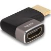 Delock HDMI 2.1 Ethernet -> HDMI 2.1 Ethernet M/F adapter fekete 90° bal