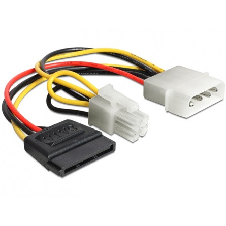 Delock KAB Delock 60127 Molex 4pin apa/SATA 15pin anya + P4 apa tápkábel - 0,15m