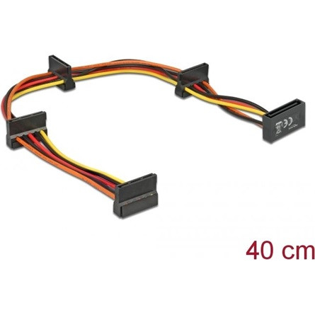 Delock SATA Power 15pin -> 4db SATA Power 15pin M/F tápkábel 0.4m