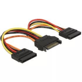   Delock SATA Power 15pin -> 2db SATA Power 15pin M/F tápkábel 0.15m
