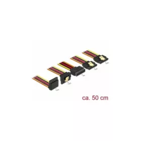   Delock SATA Power 15pin -> 4db SATA Power 15pin M/F tápkábel 0.5m 2db egyenes, 1+1db 90°