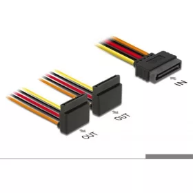   Delock SATA Power 15pin -> 2db SATA Power 15pin M/F tápkábel 0.15m