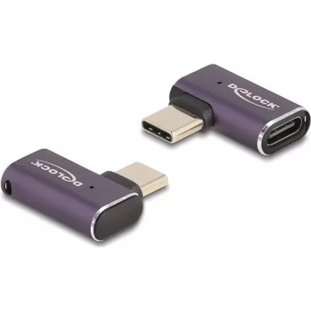 Delock USB Adapter 40 Gbps USB Type-C  PD 3.1 240 W csatlakozódugóval - csatlakozóhüvellyel, ívelt bal / jobb 8K 60 Hz f
